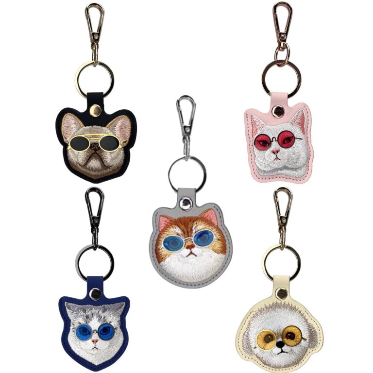 جاسوئیچی NIMMY نیمی Glasses Cute Pets Embroidery Apple AirTag Case Holder Keychain Locator