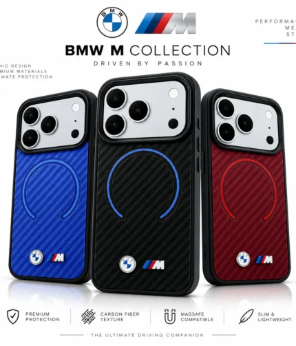قاب BMW بی ام وِ PU Carbon Finish and Metal Logo Circle مگ سیف