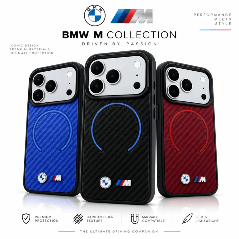 قاب BMW بی ام وِ PU Carbon Finish and Metal Logo Circle مگ سیف