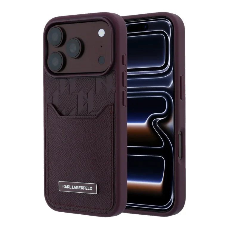 قاب KARL LAGERFELD کارل لاگرفلد PU Grained Case With Card Holder & Monogram Hot Stamped Pattern