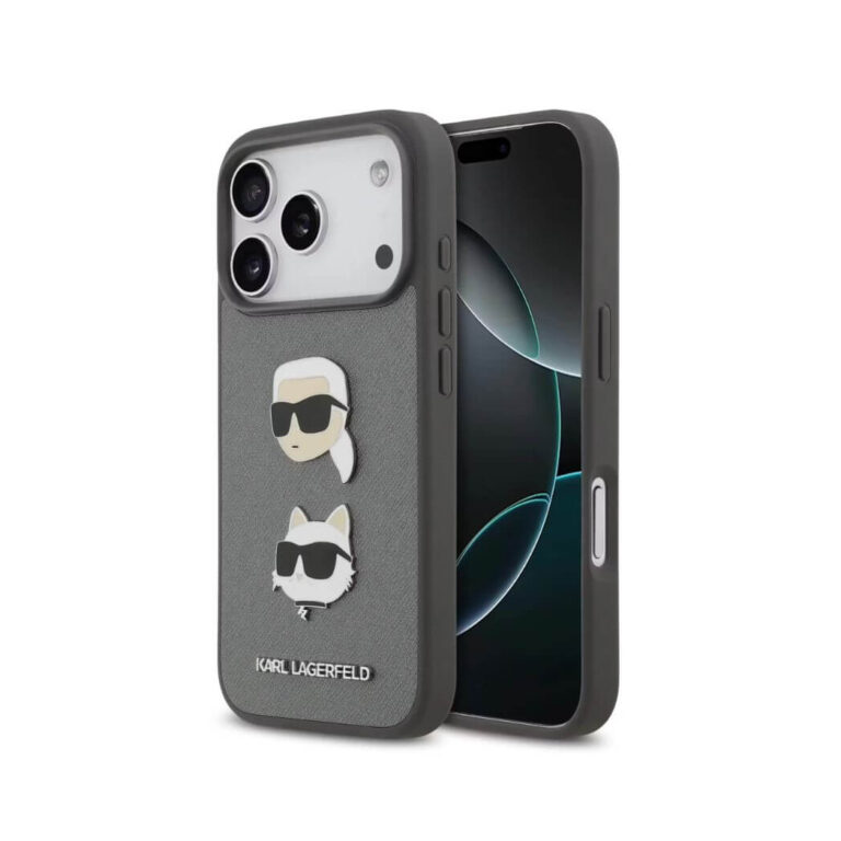 قاب KARL LAGERFELD کارل لاگرفلد Saffiano PU Hard With Karl & Choupette Heads Pins & Logo